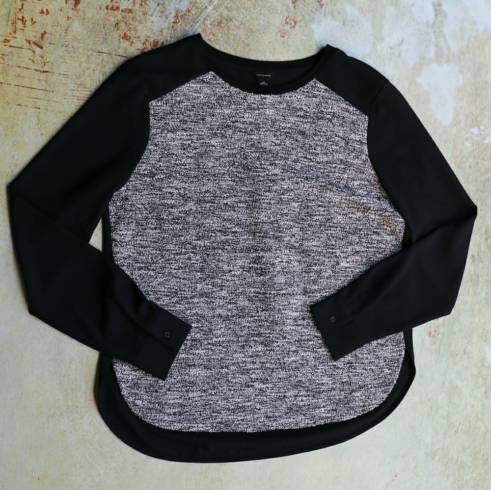 Ann Taylor mixed fabric dress shirt